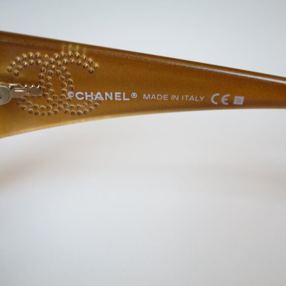 Chanel Oversized Round Rim 6013 B Sunglasses w/ Double Row Crystal CC Logo Arms - Picture 5 of 16